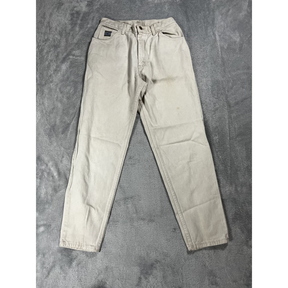 Vintage Wrangler size 10 Women's White Denim High Rise Tapered Mom Jeans